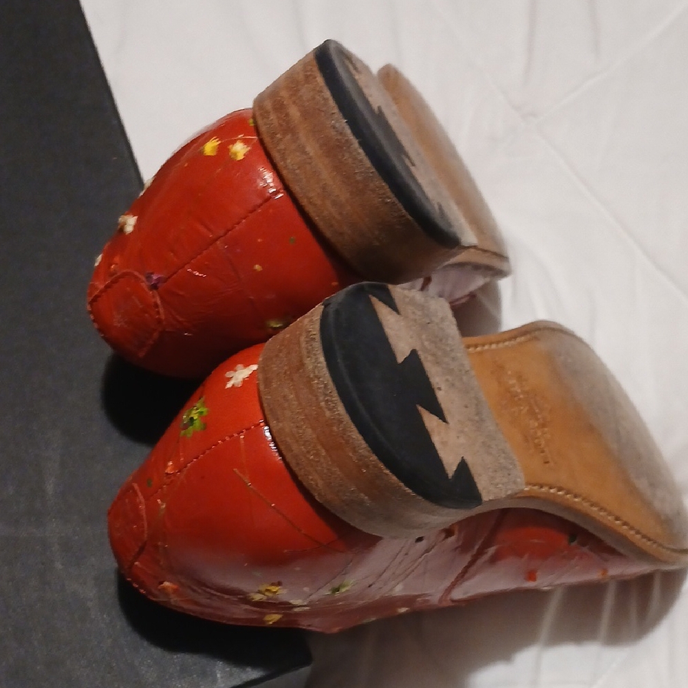 Angela Scott Red Floral Women's Loafers - Picture 6 of 7